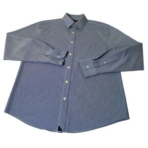 UNTUCKit Button Down Shirt Mens L Blue Gingham Performance Stretch Long Sleeve